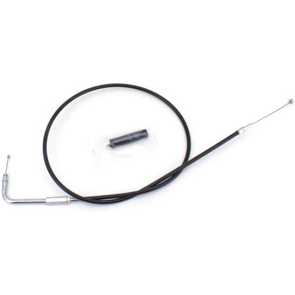 T04 - THROTTLE & IDLE CABLE 1996-2015 SOFTAIL, 1996-2017 DYNA, 1996-2001 CARBURETOR EQUIPPED TOURING & 2007 TO PRESENT SPORTSTER GZP Black BT96 LN=39" 90dgr throttle