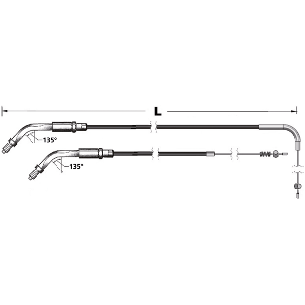 THROTTLE CABLES FOR USE WITH EARLY MIKUNI HS42 AND HSR45 CARBURETORS AND 1986-1995 STYLE THREADED THROTTLE GRIP GZP Throttle cable BCC HSR85 LN41"