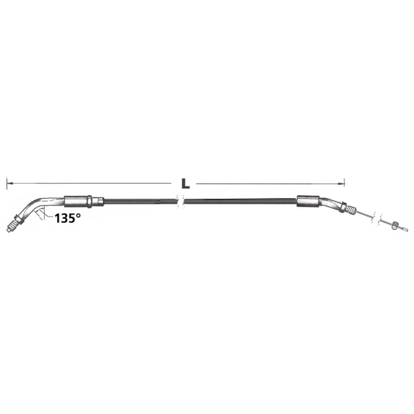 T16 - THROTTLE CABLES FOR USE WITH MIKUNI HS40 CARBURETOR AND 1986-1995 STYLE THROTTLE GRIP GZP BCC throttle cable HS40 LN=45"