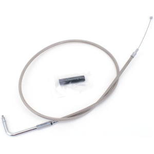 T04 - THROTTLE & IDLE CABLE 1996-2015 SOFTAIL, 1996-2017 DYNA, 1996-2001 CARBURETOR EQUIPPED TOURING & 2007 TO PRESENT SPORTSTER GZP ClearCoat BT96 LN=39" 90dgr throttle