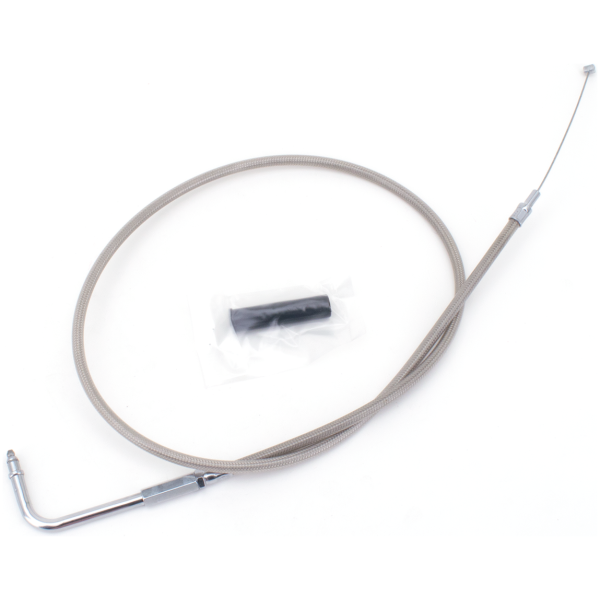 T04 - THROTTLE & IDLE CABLE 1996-2015 SOFTAIL, 1996-2017 DYNA, 1996-2001 CARBURETOR EQUIPPED TOURING & 2007 TO PRESENT SPORTSTER GZP ClearCoat BT96 LN=39" 90dgr throttle