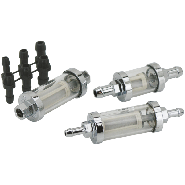 CHROME SEE-THROUGH FUEL FILTER GZP Short Fuel filter 1/4 inch "See thro