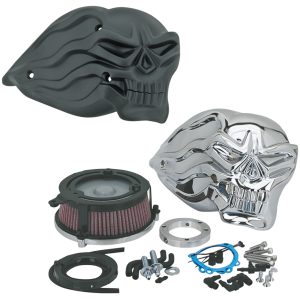 FLYING SKULL HIGH PERFORMANCE AIR CLEANERS GZP Chr Flying Skull A/C kit XL91-06