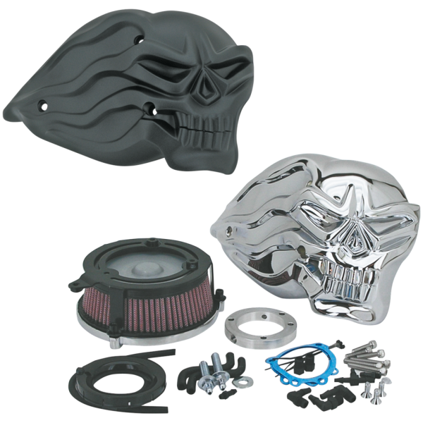 FLYING SKULL HIGH PERFORMANCE AIR CLEANERS GZP Chr Flying Skull A/C kit XL91-06