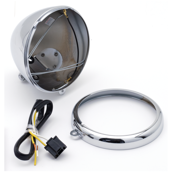 LONG BODY BOTTOM MOUNT 6 1/4" HEADLIGHT GZP Headlight shell+rim 6" bottom mou
