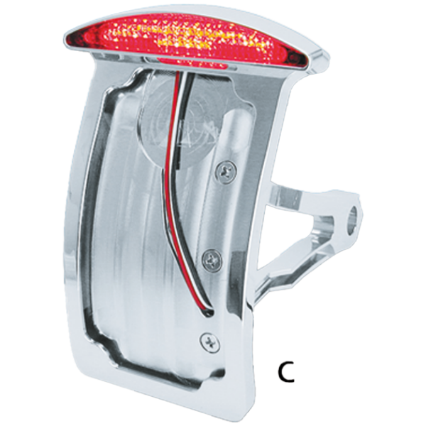 SIDE MOUNT & FENDER MOUNT LICENSE PLATE BRACKETS WITH LED TAILLIGHTS GZP Side mnt lic. plate w LED light Hor/