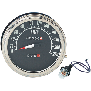 Speedo KPH, late style Black Face,  2:1 ratio KM/H 5/8" nut