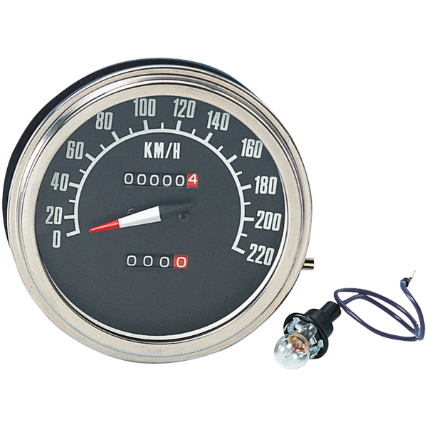 Speedo KPH, late style Black Face,  2:1 ratio KM/H 5/8" nut
