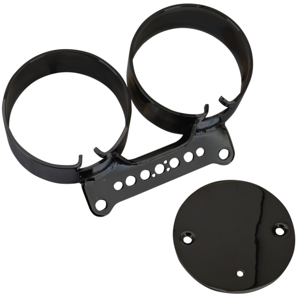 INSTRUMENT BRACKETS FOR SPORTSTER, DYNA & POLICE ROAD KING GZP Blk dual gauge mnt brckt XL/FXR95-05