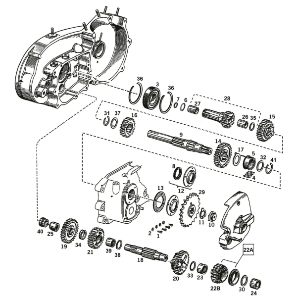 TRANSMISSION PARTS FOR 4-SPEED SPORTSTER GZP Sprocket XL52-78 22T