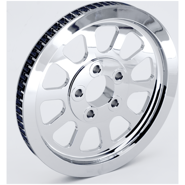 DESIGNER REAR PULLEY FOR 2000 TO PRESENT MODELS GZP Chrome 8-Spoke 66T 20mm belt sprocke