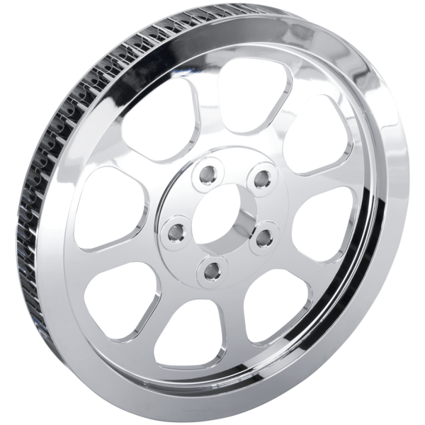 DESIGNER REAR PULLEY FOR 2000 TO PRESENT MODELS GZP Chrome 8-Spoke 66T 1" belt sprocket