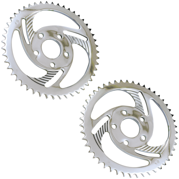 "SWIRLED" REAR SPROCKETS WITH CHROME FINISH GZP Chrome Swirled sprocket 46T FXR 82-8
