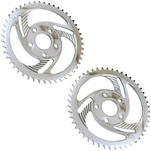 "SWIRLED" REAR SPROCKETS WITH CHROME FINISH GZP Chrome Swirled sprocket 49T XL86-92