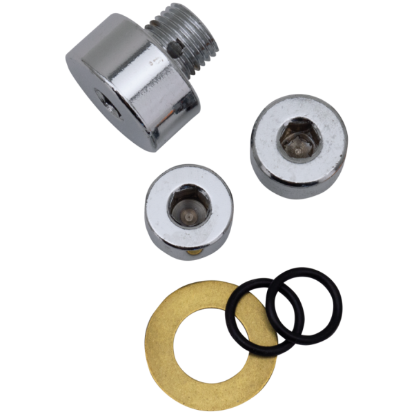 CHROME ALLEN HEAD OIL PUMP AND TAPPET SCREEN PLUG SET Chrome Allen oil pump plugs BT70-80