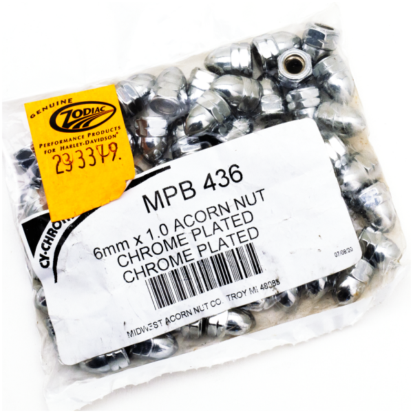 SHOW-CHROME ACORN STYLE NUTS 50pck Chrome acorn nuts M6x1.0