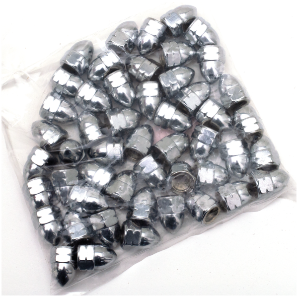 SHOW-CHROME ACORN STYLE NUTS 50pck Chrome acorn nuts M8x1.25