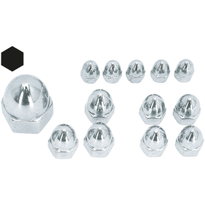 SHOW-CHROME ACORN STYLE NUTS 50pck Chrome acorn nuts M10x1.5