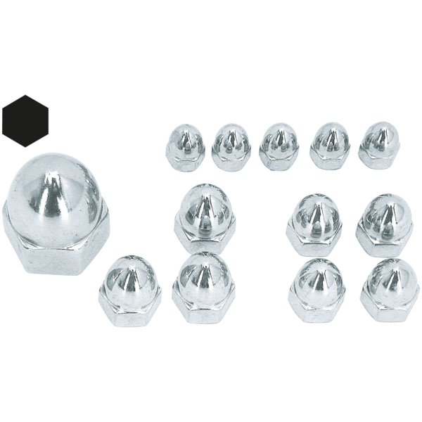 SHOW-CHROME ACORN STYLE NUTS 50pck Chrome acorn nuts M10x1.5