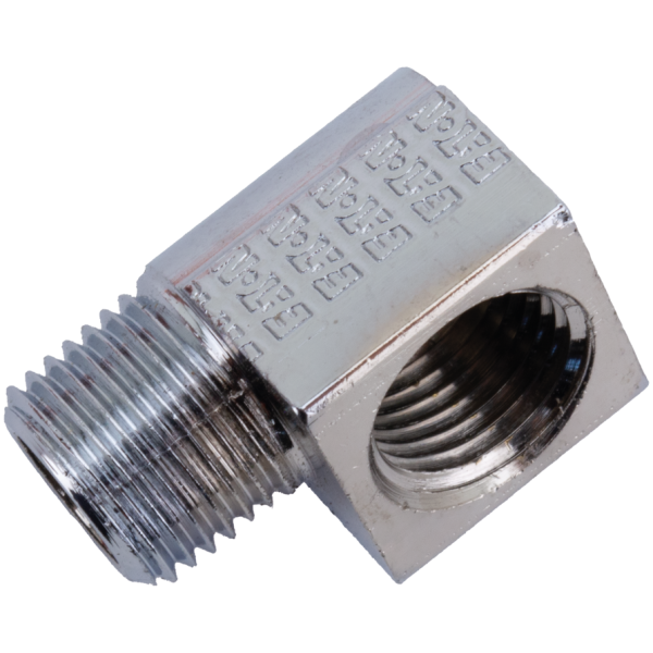 OIL GAUGE INSTALLATION PARTS Chrome 90 degree street elbow male/fem.