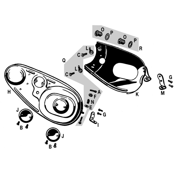 PRIMARY CHAIN GUARD FOR 45CI MODELS Front chain outer guard 45CI, Raw