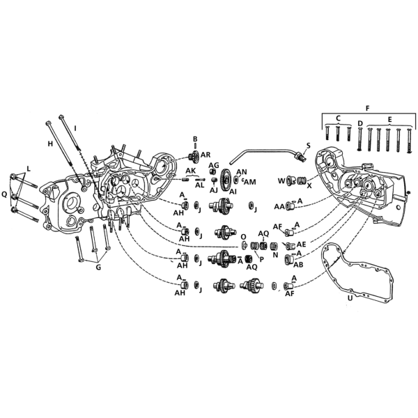 GEAR CASE COVER, FITTINGS & GEARS K, KH, KHK, KK AND EARLY XL MODELS Spring sealring