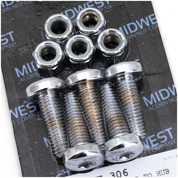 BRAKE ROTOR SCREWS & NUTS FOR SPORTSTER Chrome disc screws & nuts 3/8-16x1.25" T