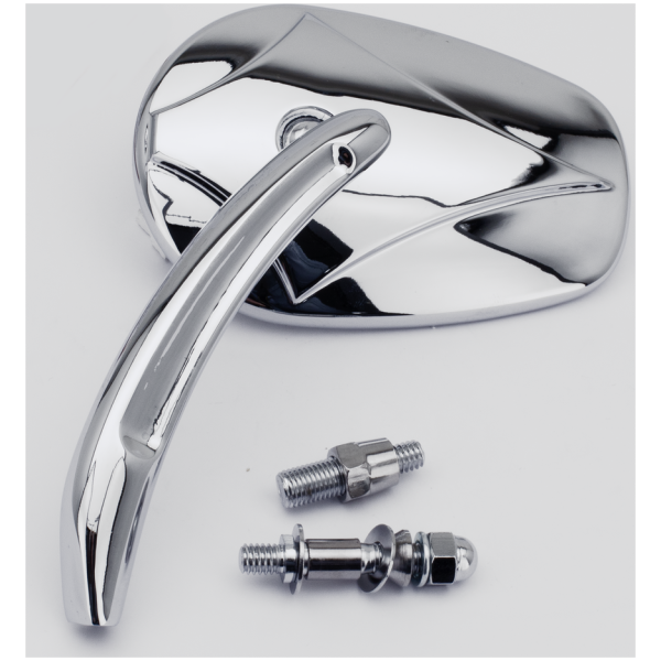 CHROME MIRROR WITH DIAMOND LOGO