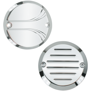 "PRO MAX" CHROME BILLET TIMER COVERS GZP Chrome billet timer cover Grooved 2-