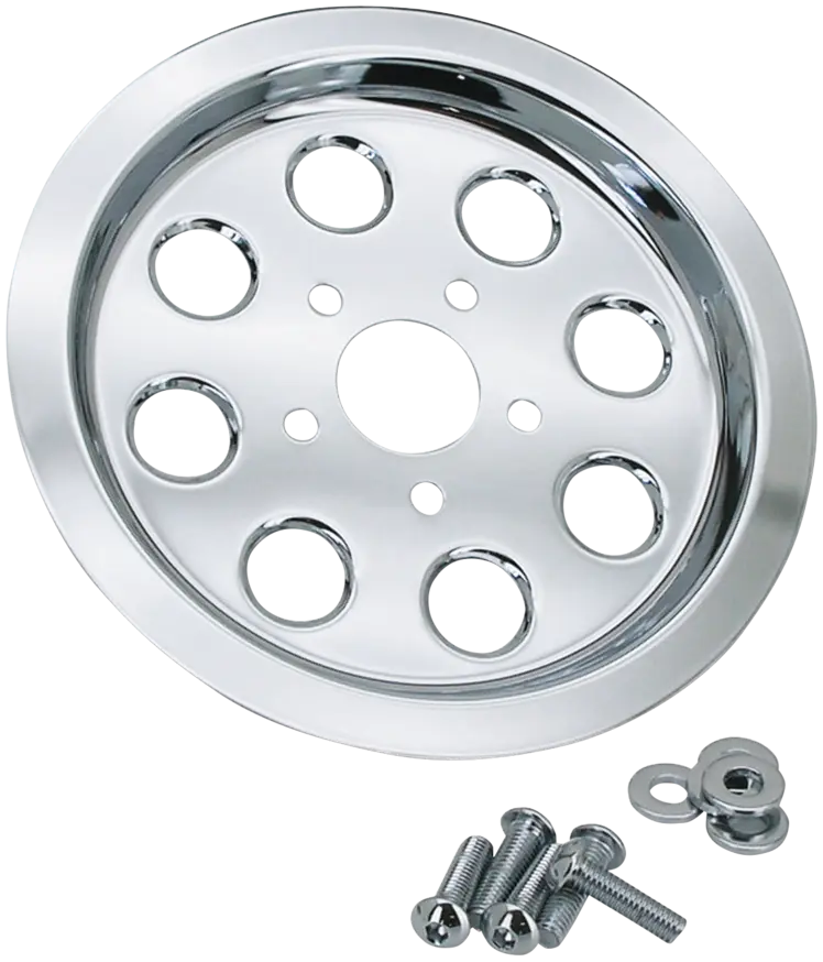 CHROME 8-HOLE REAR WHEEL BELT PULLEY INSERTS GZP Chr Pulley insert w/hardware XL91-03
