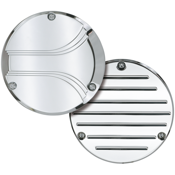 "PRO MAX" CHROME BILLET DERBY COVERS GZP Chrome billet Crested derbycover BT7