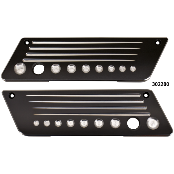 BILLET SADDLEBAG LATCH COVERS GZP Blk/cut Apollo latch cvr FLH/T93-13