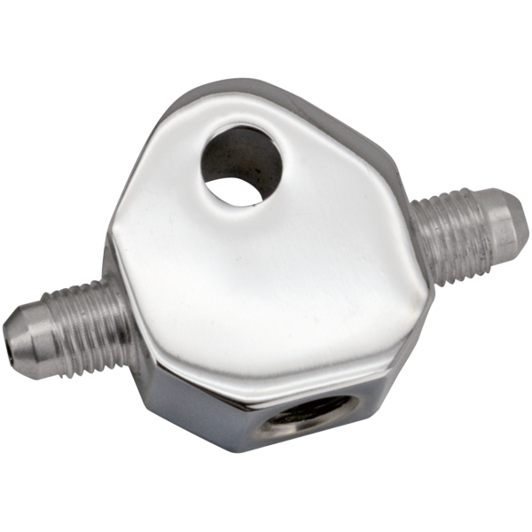 CHROME PLATED CUSTOM BRAKE LINE TEES GZP Chr. Brake Tee center hole side tube