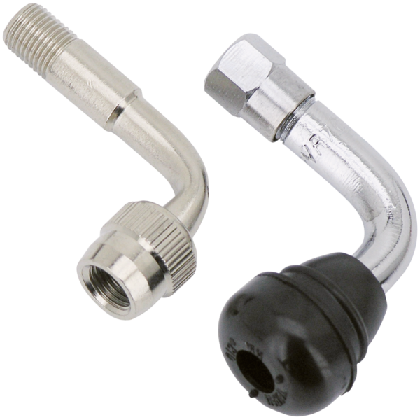 ANGLED TIRE VALVES AND VALVE ADAPTERS GZP Chrome tubeless tire valve 90 degr