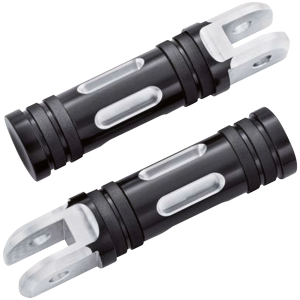 ACCENT CUT FOOTPEGS FOR MILWAUKEE EIGHT SOFTAIL GZP Black edge cut rider footpegs