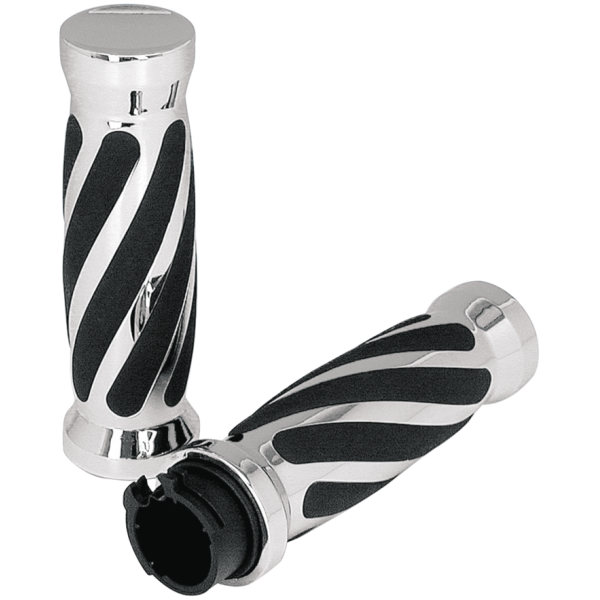 SWIRL STYLE GRIP SET GZP Swirl style grips Chrome dual cable