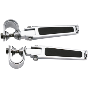FOLDING CUSTOM FOOT PEGS WITH RUBBER INSERTS GZP Chrome clamp-on folding footpegs, pa