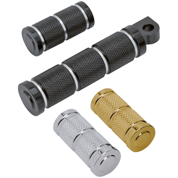 RETRO STYLE KNURLED BILLET ALUMINUM FOOT & SHIFTER PEGS GZP Retro black & raw shiftpeg