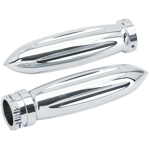 CHROME BILLET ROCKET STYLE GRIPS GZP Chrome billet grip set Rocket sty