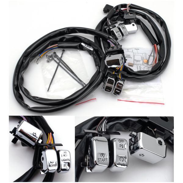 ERGONOMIC HANDLEBAR SWITCHES FOR 1996-2013 MODELS GZP Chrome handlebar switch kit 07-up