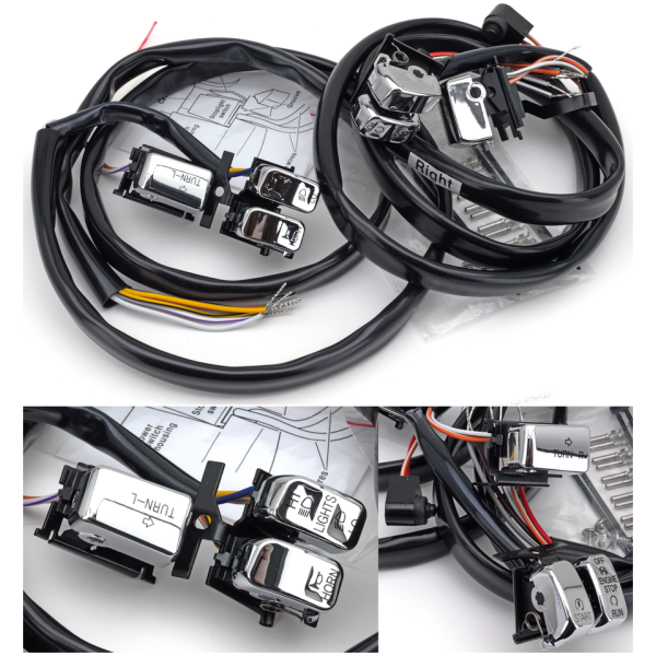 ERGONOMIC HANDLEBAR SWITCHES FOR 1996-2013 MODELS GZP Chr h/b switch kit 96-06 int.symbols