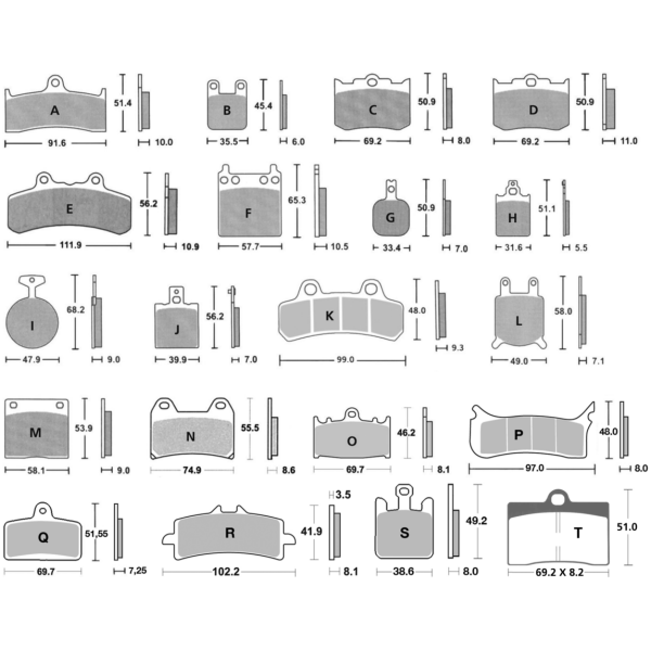 BRAKE PADS FOR AFTER MARKET CALIPERS Pads Beringer 6-pot calipers, organic