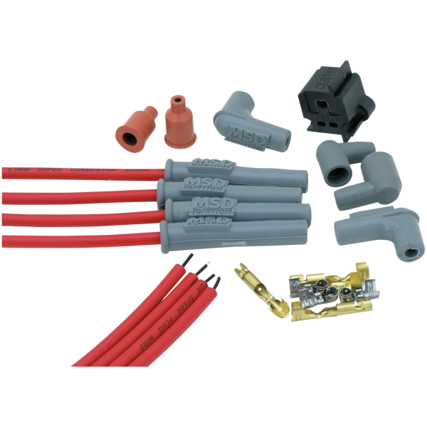 MSD PROGRAMMABLE NITRO IGNITION FOR V-TWIN RACING ENGINES MSD Super Conduct plug wires (nitro) Red
