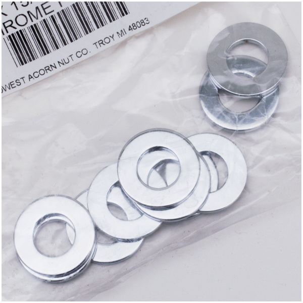 SPECIAL SIZE CHROME-PLATED FLAT WASHERS 10pck Washers 15/32 x 15/16 x 5/64