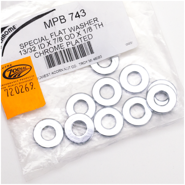 SPECIAL SIZE CHROME-PLATED FLAT WASHERS 10pck Washers 13/32 x 7/8 x 1/8