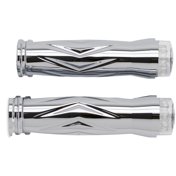 RBS GRIPSETS WITH TURNSIGNALS RBS Twister gripset chrome w/LED turnsig