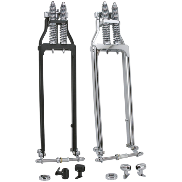 CUSTOM SPRINGER FORKS Black Springer front end 4" Over Stock
