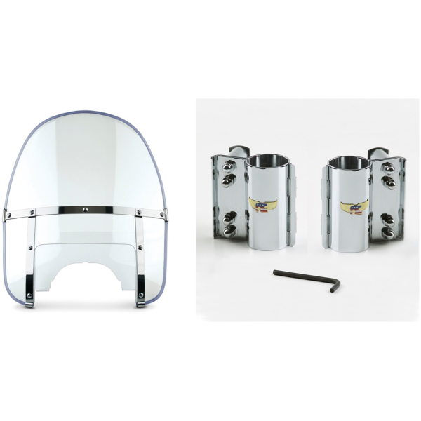 NATIONAL CYCLE BEADED HEAVY DUTY WINDSHIELD 41mm BHD kit round top/notched clear