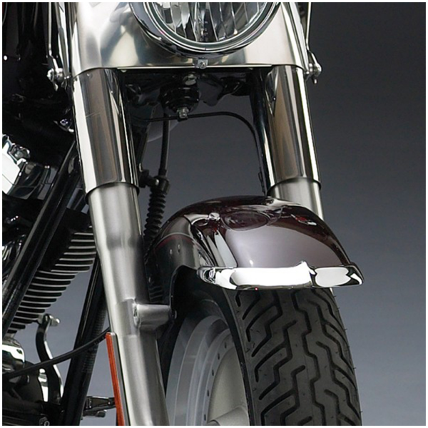 NATIONAL CYCLE CHROME CAST FENDER TIPS Nat.Cycle Chr fendertip FLSTF Front 2Pce