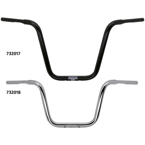 FEHLING 1 1/4 INCH FAT APE HANGER HANDLEBARS Apehanger 1-1/4" 40cm high 5 hole Black